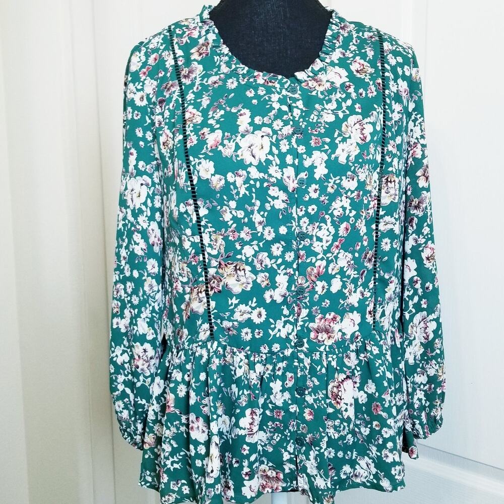 NWT's - Collective Concepts Multicolor Floral Button Up Blouse 3/4 Sleeves Sz M